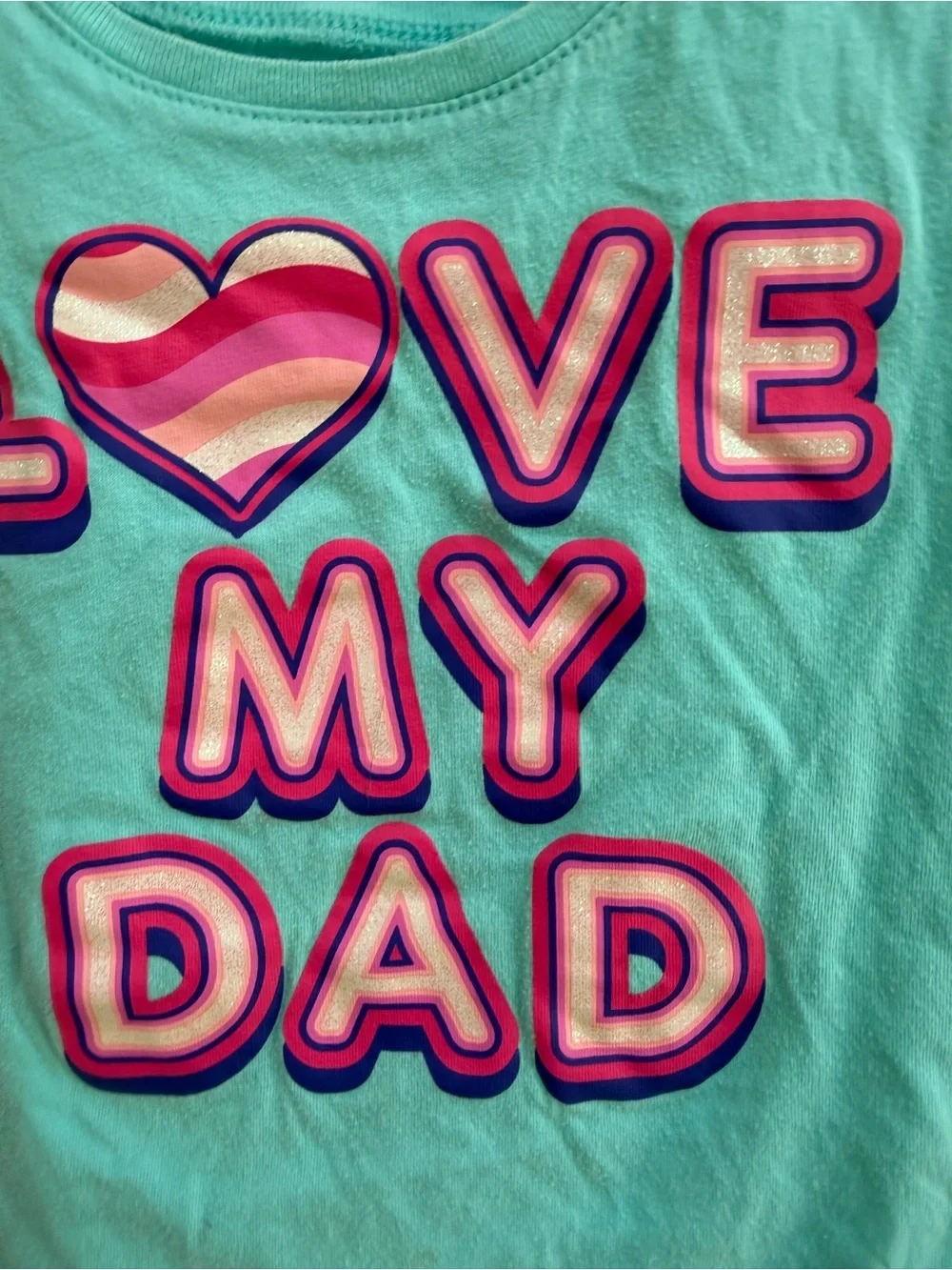The Children's Place Girls 4 Turquoise Short-Sleeve Shirt Top Blouse Love My Dad